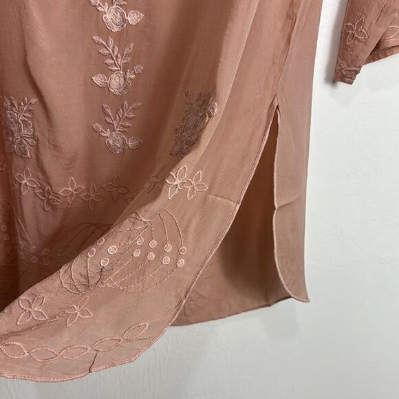 Kyla Seo Luana Rosewater Embroidered 3/4 Sleeve Tunic Top Size S - Picture 5 of 12